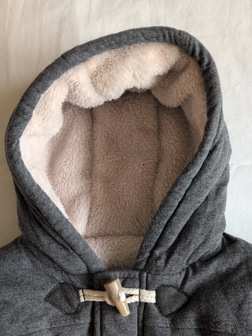 George Baby Charcoal Gray Hooded Toggle Duffle Coat Fleece Lined 12-18M - Picture 7 of 10